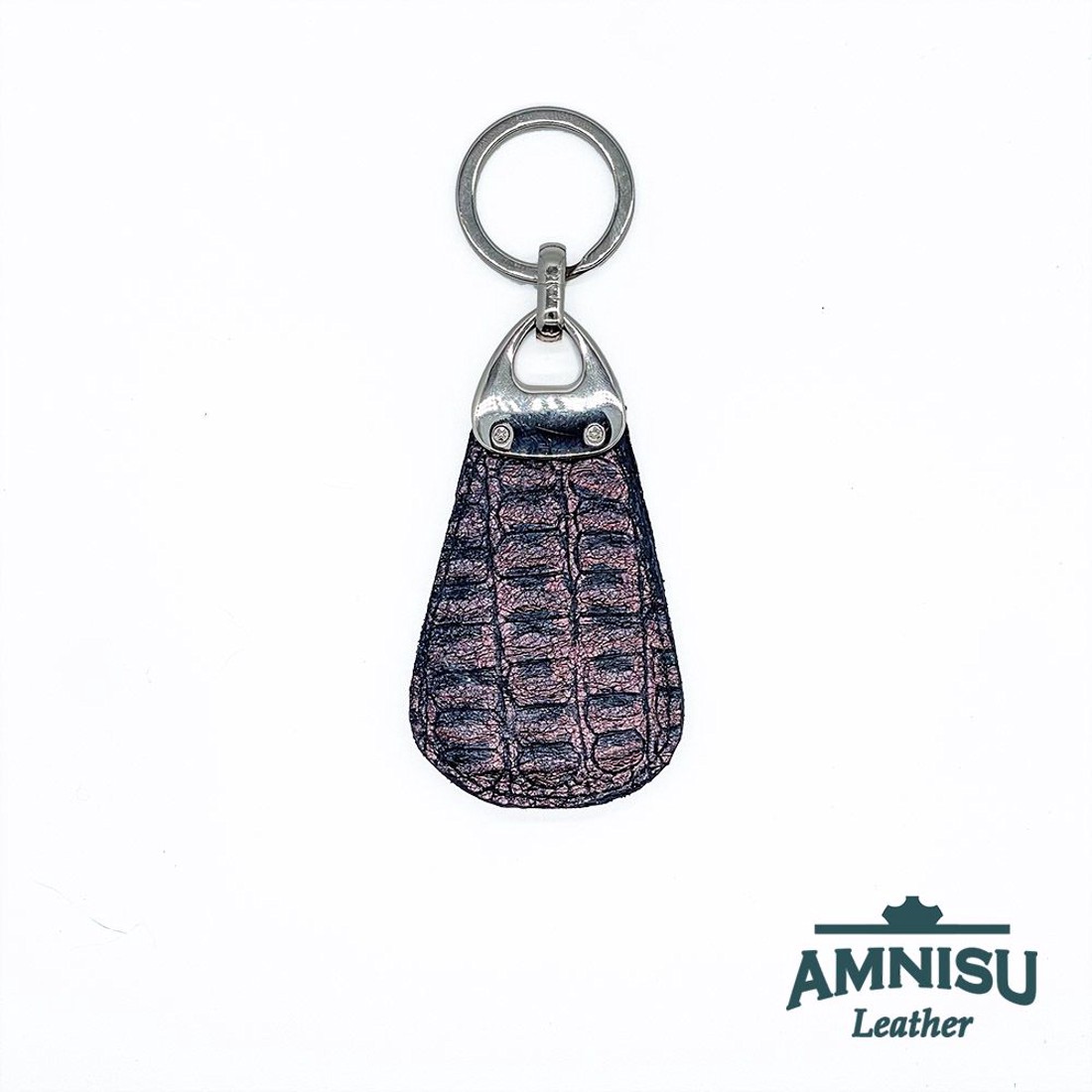 Metál barna krokkómintás csepp alakú swarovski köves kulcstartó H4029 -  - Meska.hu