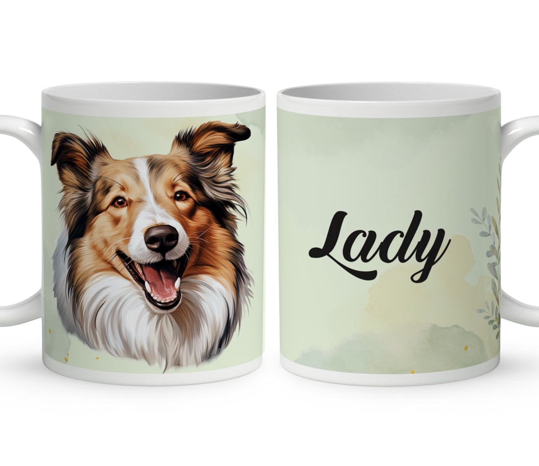 Névvel kérhető - Vidám skót juhászkutya portré mintás bögre - otthon & életmód - konyhafelszerelés, tálalás - tálalás - bögre & csésze - Meska.hu