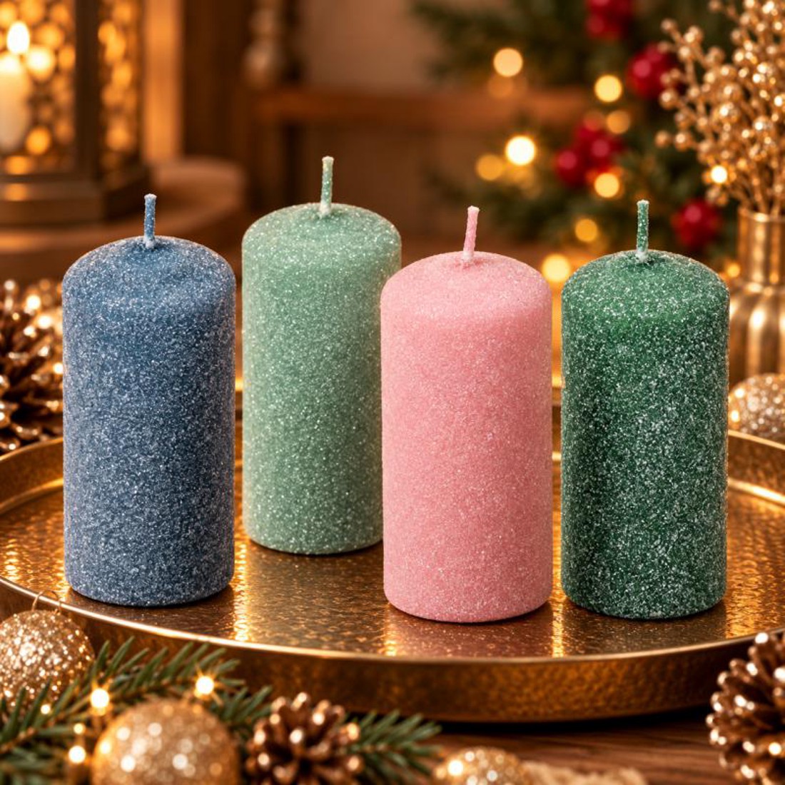 Bársony glitter henger gyertya 40�100 mm � színes és különleges árnyalatok, 4 db -  - Meska.hu