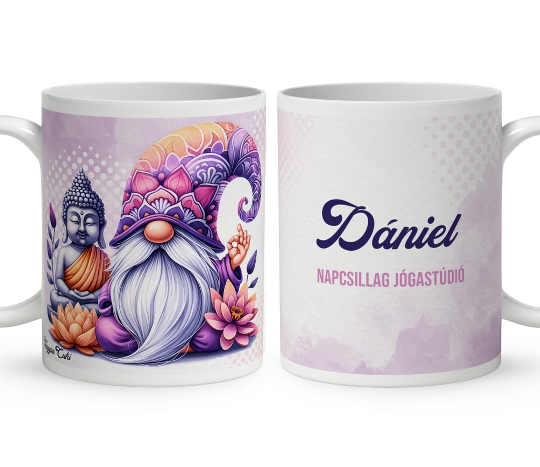 Névvel kérhető - Buddha Jóga manó mintás bögre - otthon & életmód - konyhafelszerelés, tálalás - tálalás - bögre & csésze - Meska.hu
