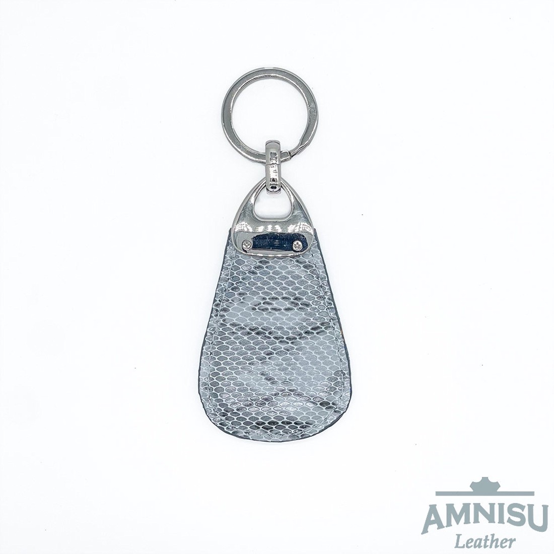 Szürke kígyómintás csepp alakú swarovski köves bőr kulcstartó H3016 - táska & tok - kulcstartó & táskadísz - kulcstartó - Meska.hu
