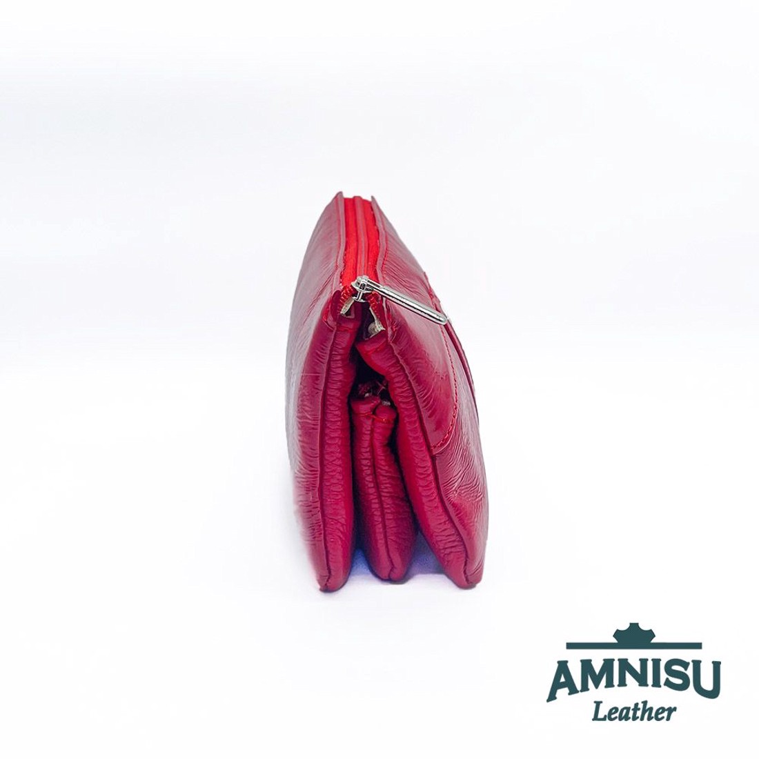 Piros gyűrt lakk egyenes kristály köves női pénztárca G5009 -  - Meska.hu