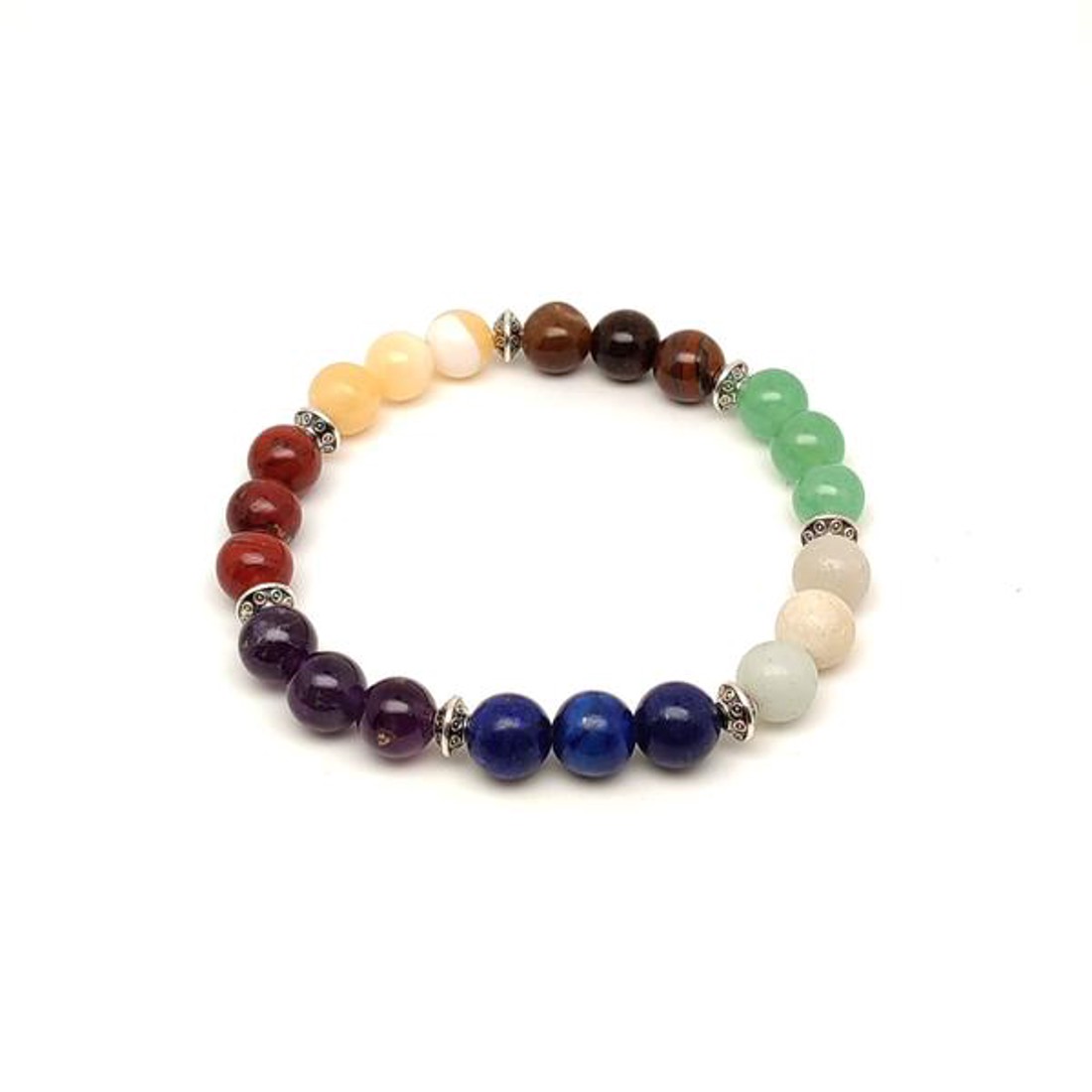 Csakra golyó karkötő fém köztessel 89 mm - ékszer - karkötő - ásványkarkötő - Meska.hu