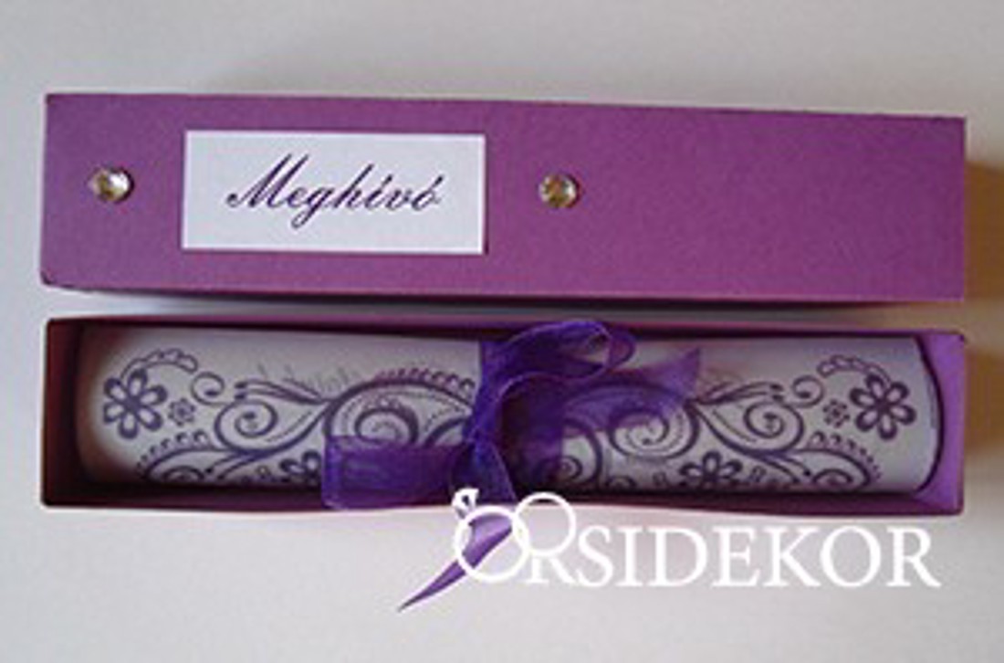 Dobozos esküvői meghívó strasszal, 3x16 cm - esküvő - meghívó & kártya - meghívó - Meska.hu