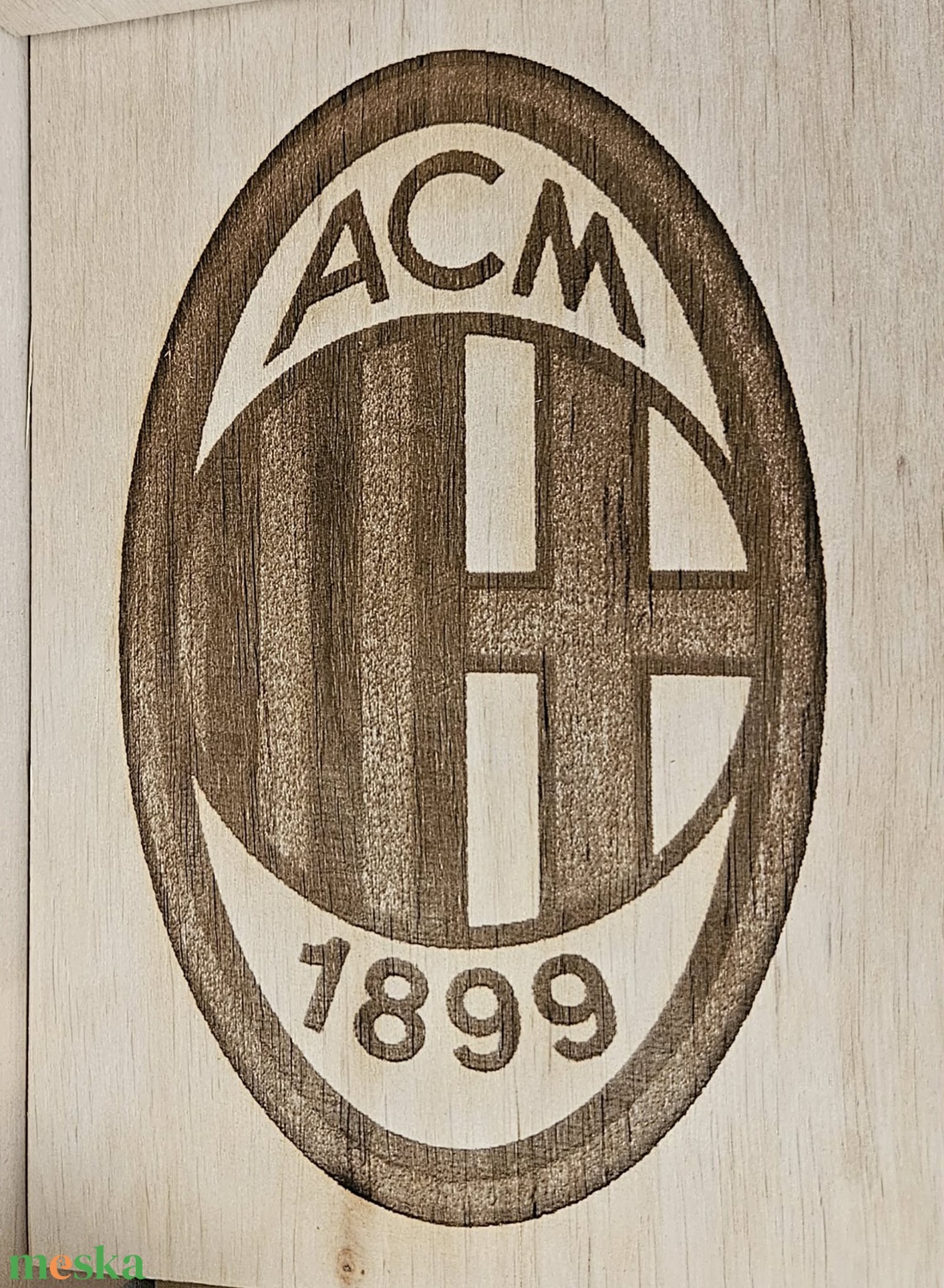 AC Milan gravírozott kép - otthon & életmód - dekoráció - asztal és polc dekoráció - gravírozott táblák - Meska.hu