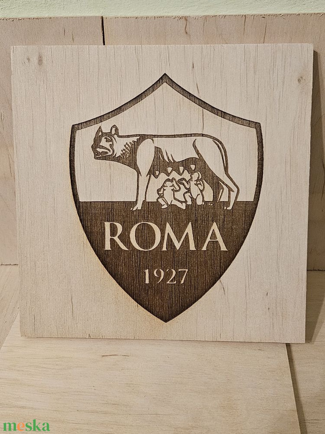 AS Roma gravírozott kép - otthon & életmód - dekoráció - asztal és polc dekoráció - gravírozott táblák - Meska.hu