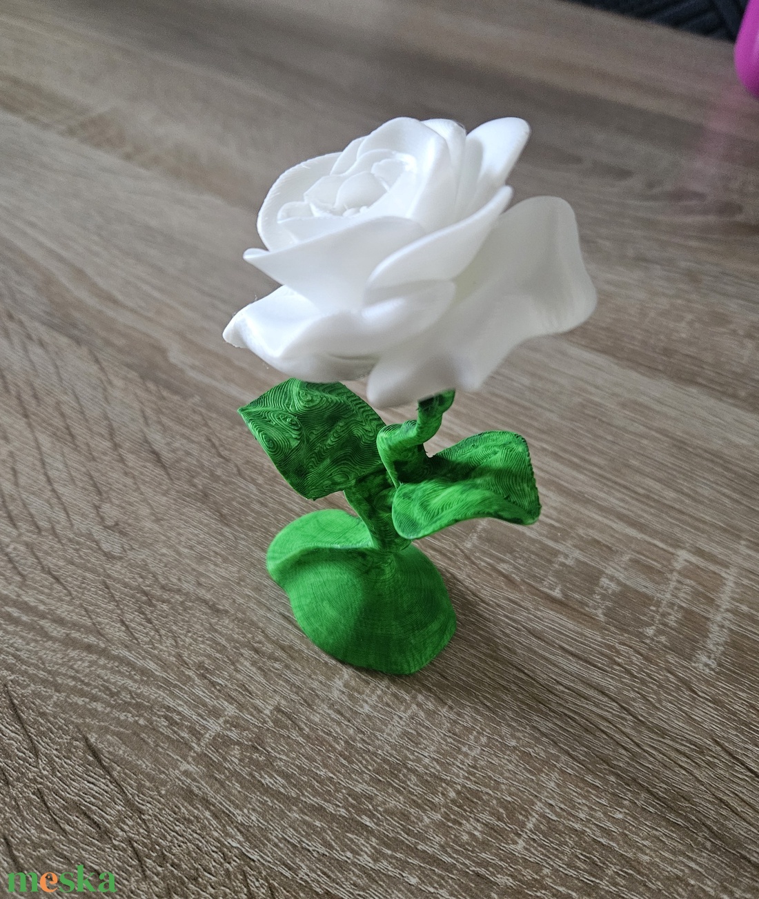 3D nyomtatott fehér rózsa - otthon & életmód - virágdekoráció - virágdíszek - asztali virágdísz - Meska.hu