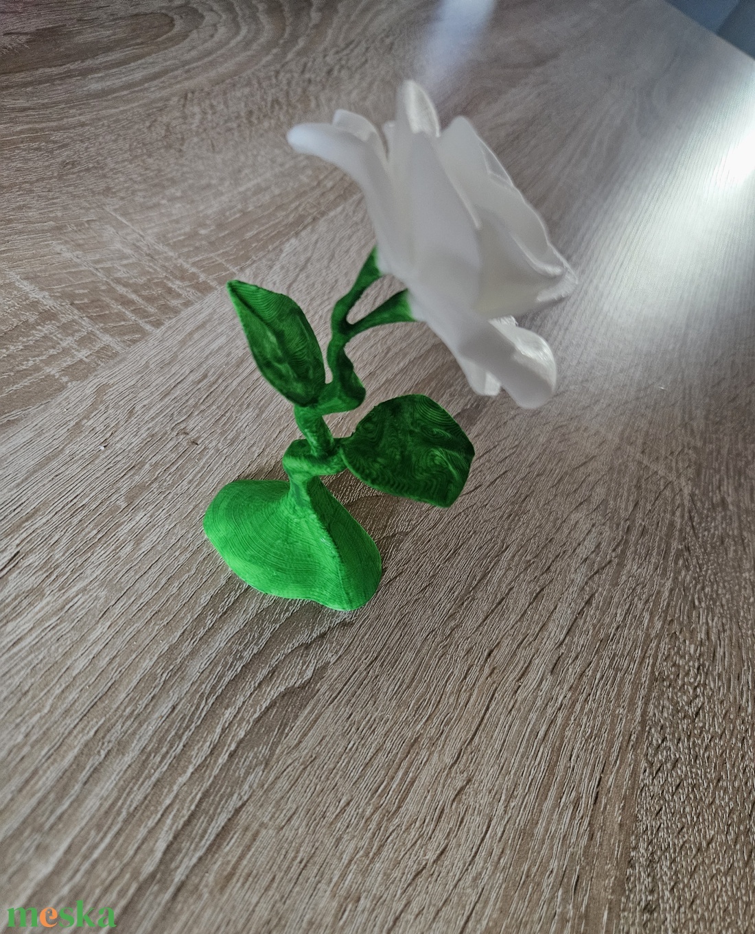 3D nyomtatott fehér rózsa - otthon & életmód - virágdekoráció - virágdíszek - asztali virágdísz - Meska.hu