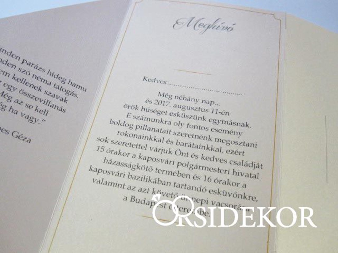 Esküvői meghívó szalaggal és fém dísszel - esküvő - meghívó & kártya - meghívó - Meska.hu