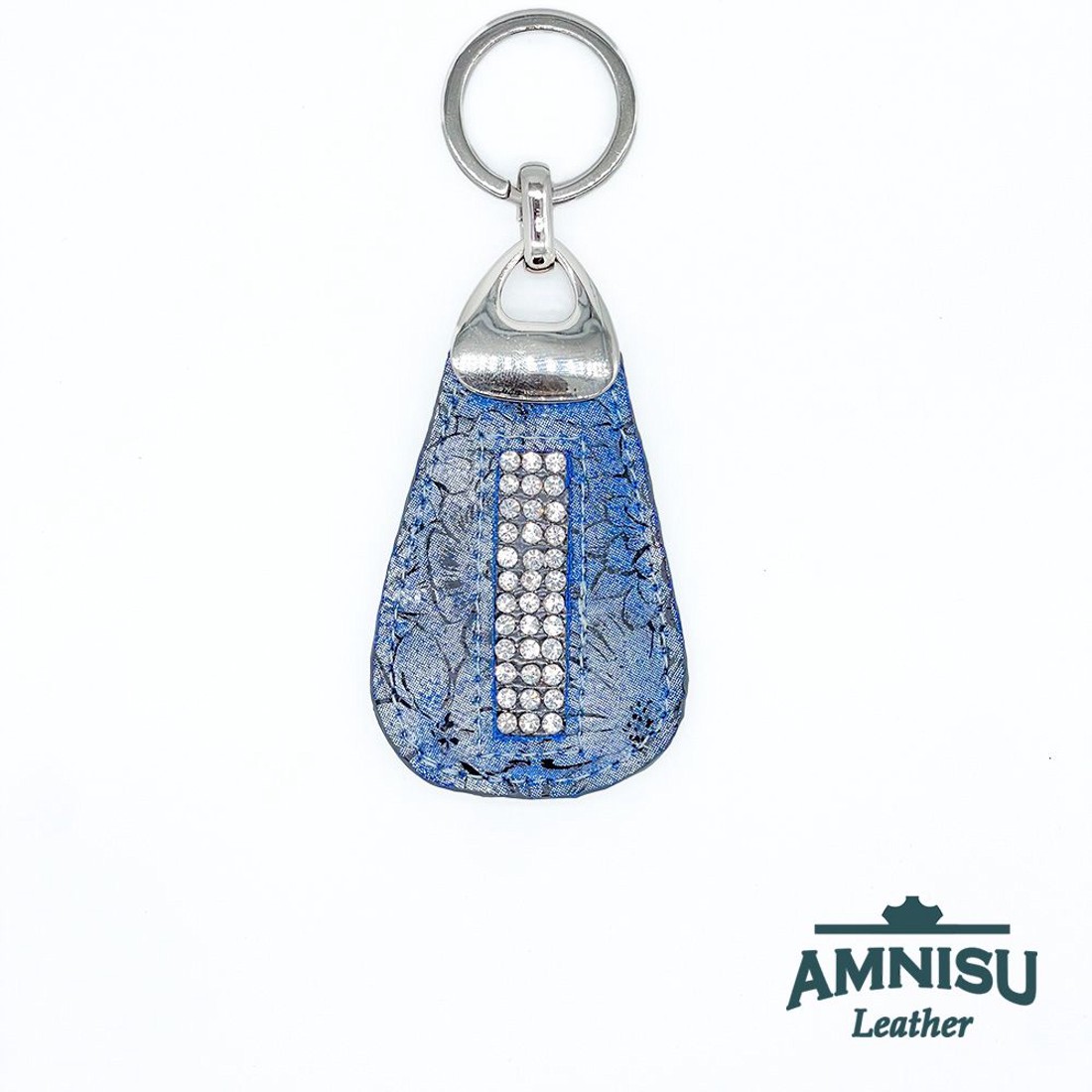 Kék virág mintás csepp alakú kristály köves kulcstartó H6017 -  - Meska.hu