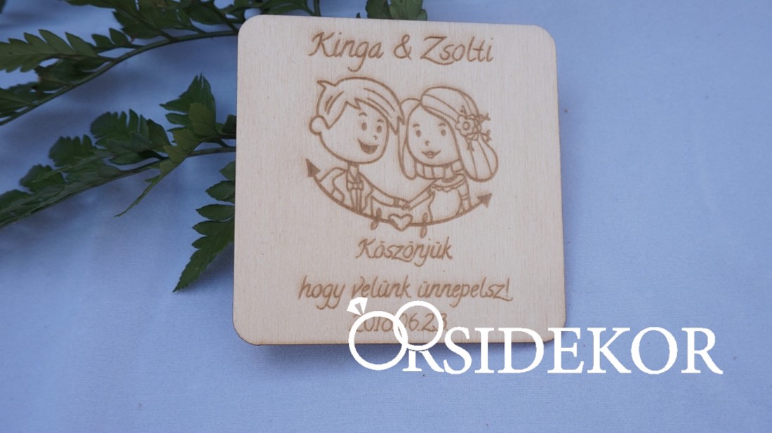 Köszönetajándék fából - poháralátét - esküvő - emlék & ajándék - köszönőajándék - Meska.hu