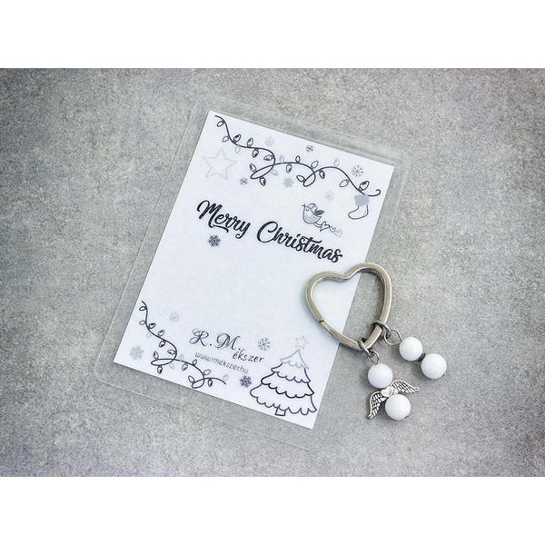 Merry Christmas kulcstartó tejkvarccal -  - Meska.hu
