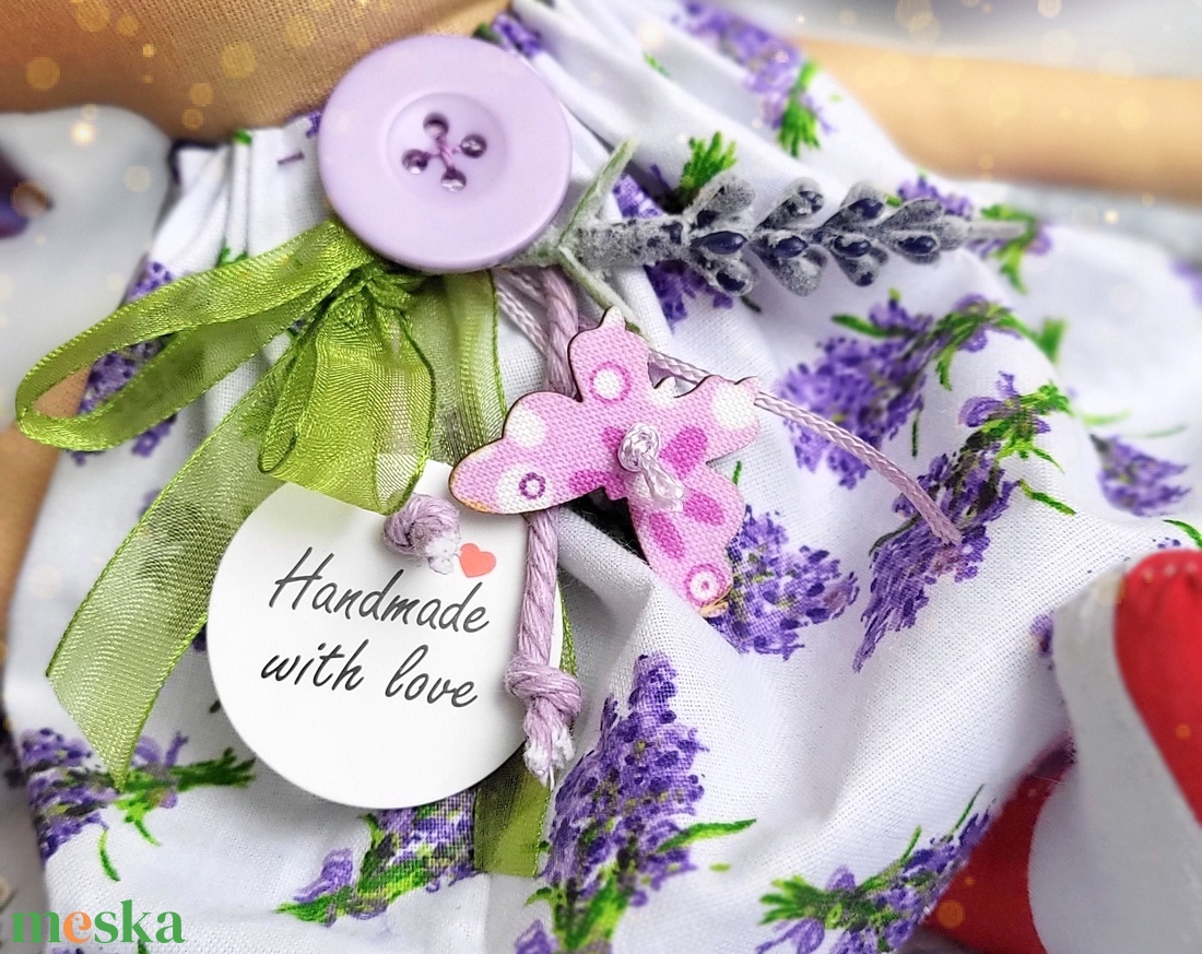 Levendula baba, rongybaba, Raggedy Ann, dekoráció - otthon & életmód - babaszoba, gyerekszoba - babaszoba, gyerekszoba - Meska.hu