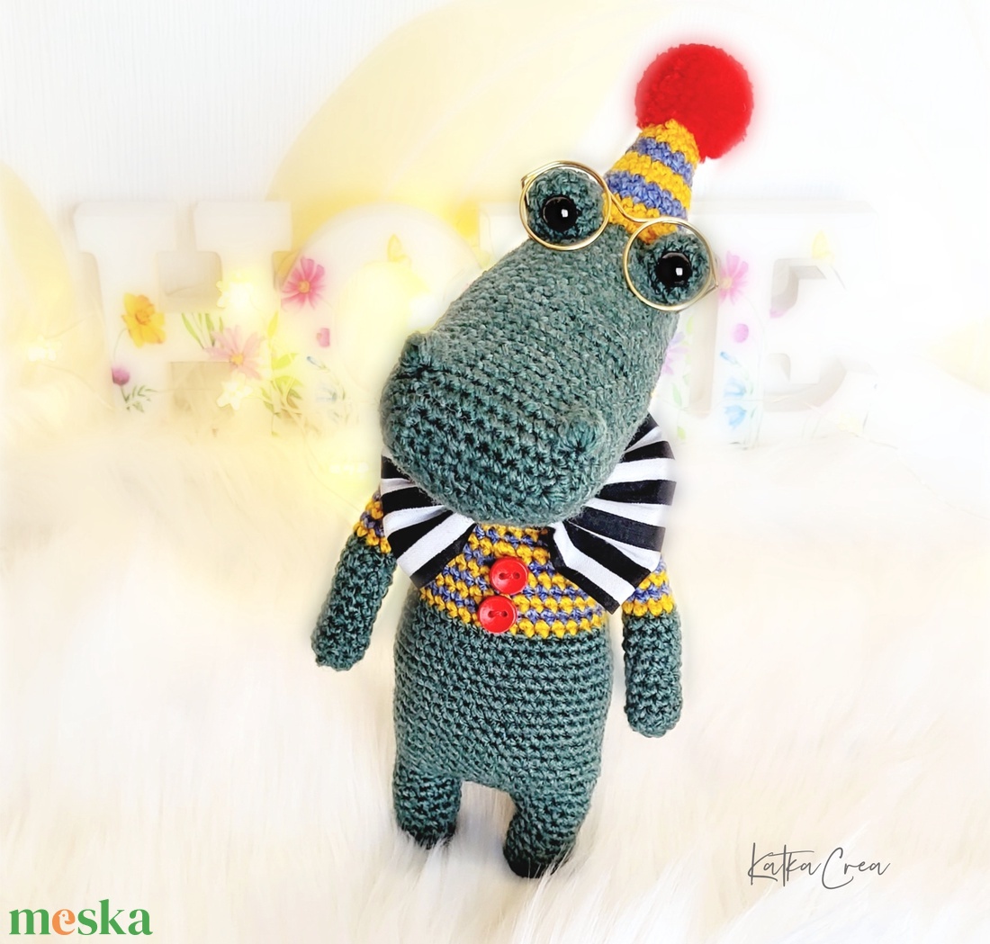 Horgolt krokodil, amigurumi állatfigura, party dekoráció, babaszoba dekoráció - játék & sport - plüssállat & játékfigura - más figura - Meska.hu