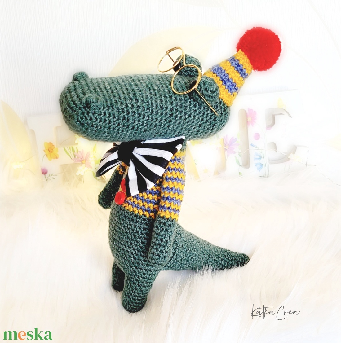 Horgolt krokodil, amigurumi állatfigura, party dekoráció, babaszoba dekoráció - játék & sport - plüssállat & játékfigura - más figura - Meska.hu