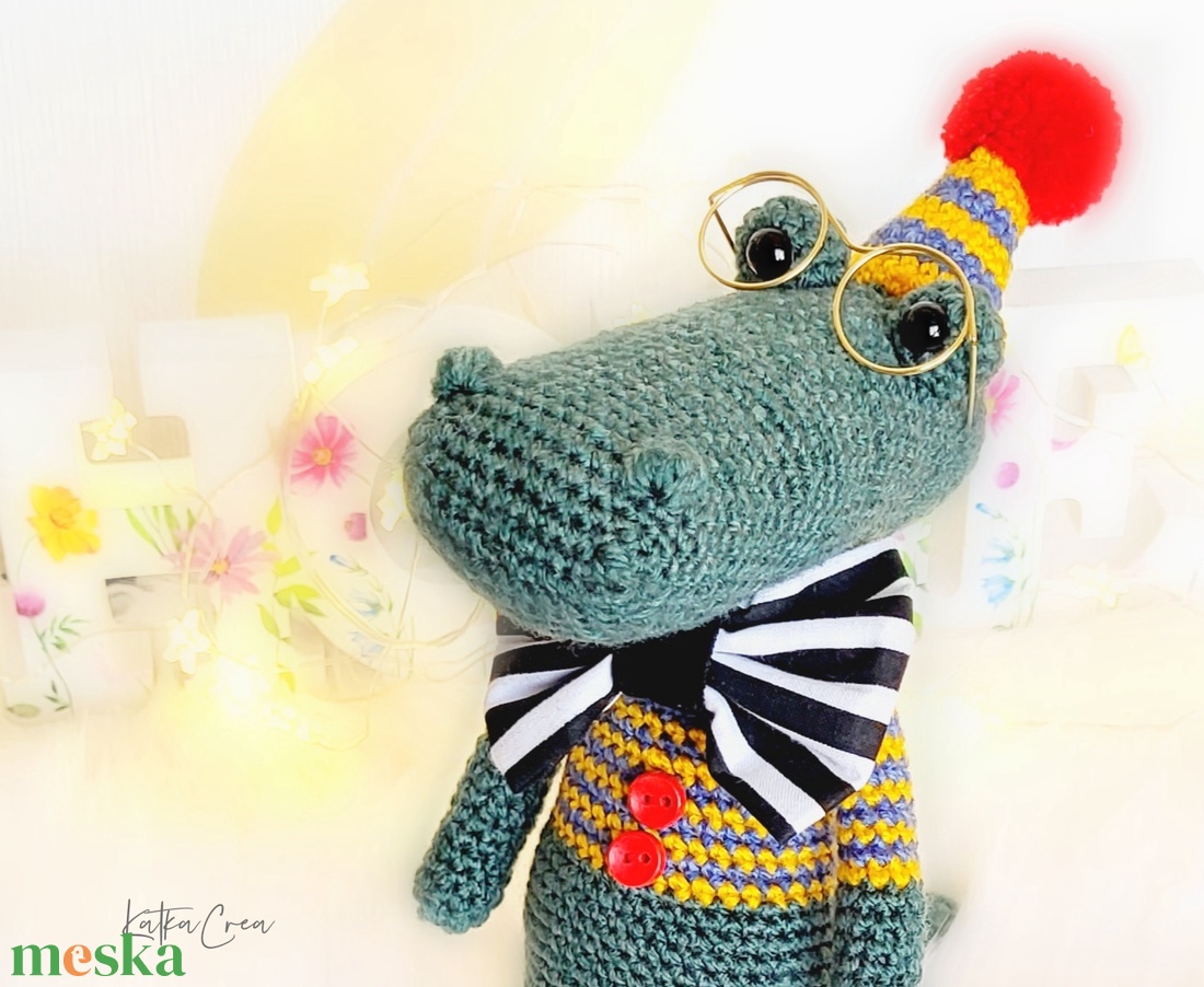 Horgolt krokodil, amigurumi állatfigura, party dekoráció, babaszoba dekoráció - játék & sport - plüssállat & játékfigura - más figura - Meska.hu
