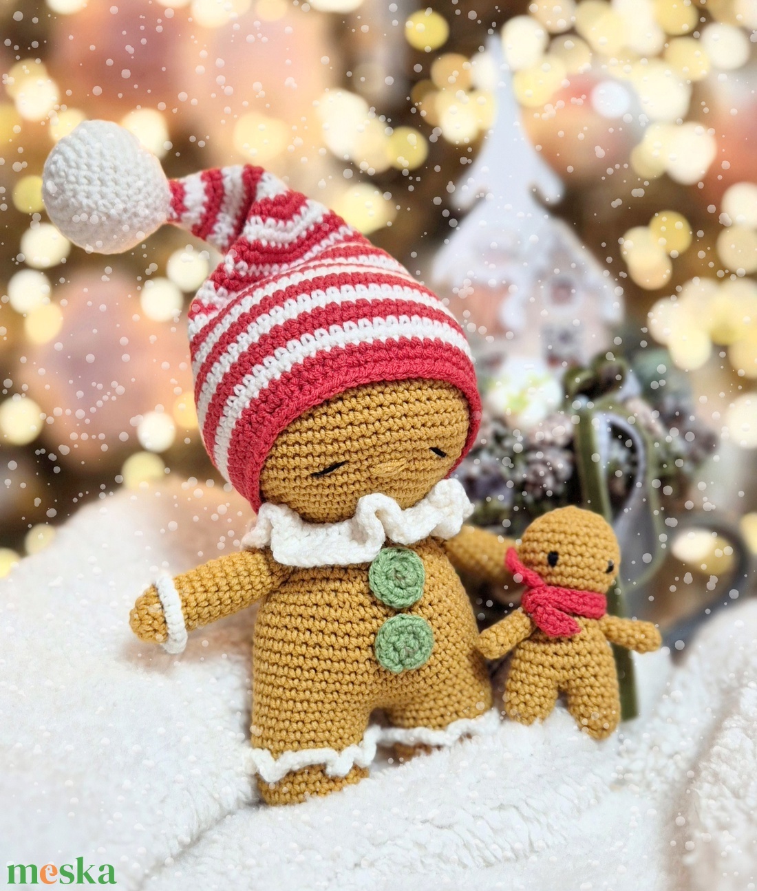 Horgolt mézi, amigurumi mézeskalács baba, karácsonyi dekoráció - játék & sport - plüssállat & játékfigura - más figura - Meska.hu