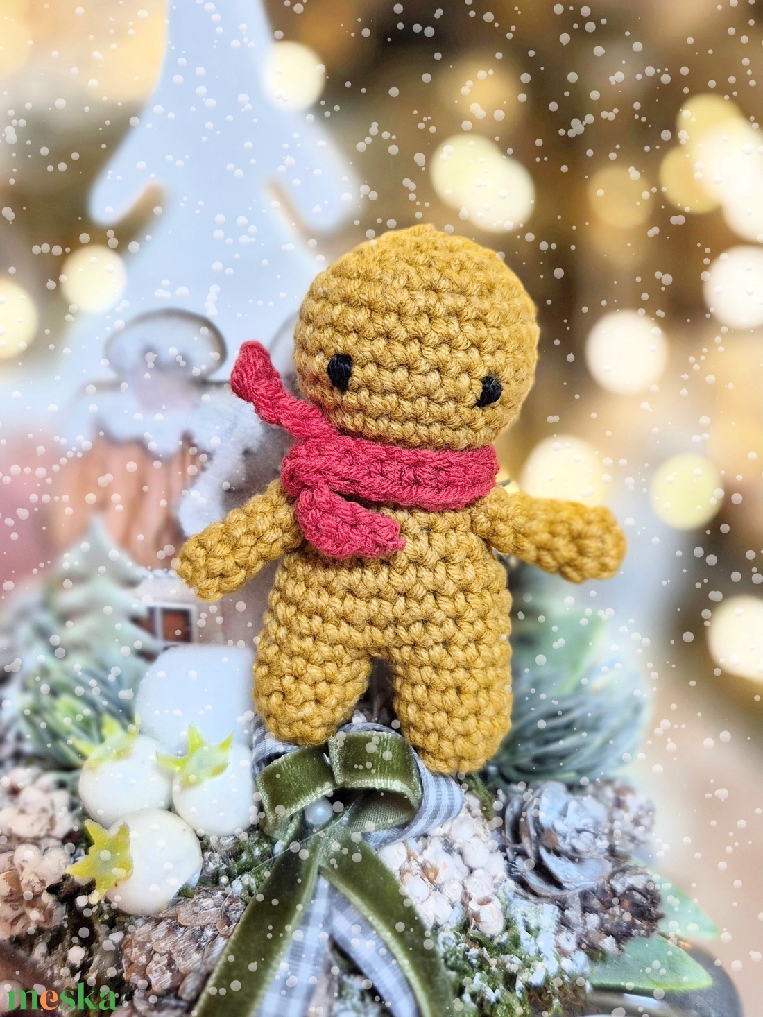 Horgolt mézi, amigurumi mézeskalács baba, karácsonyi dekoráció - játék & sport - plüssállat & játékfigura - más figura - Meska.hu