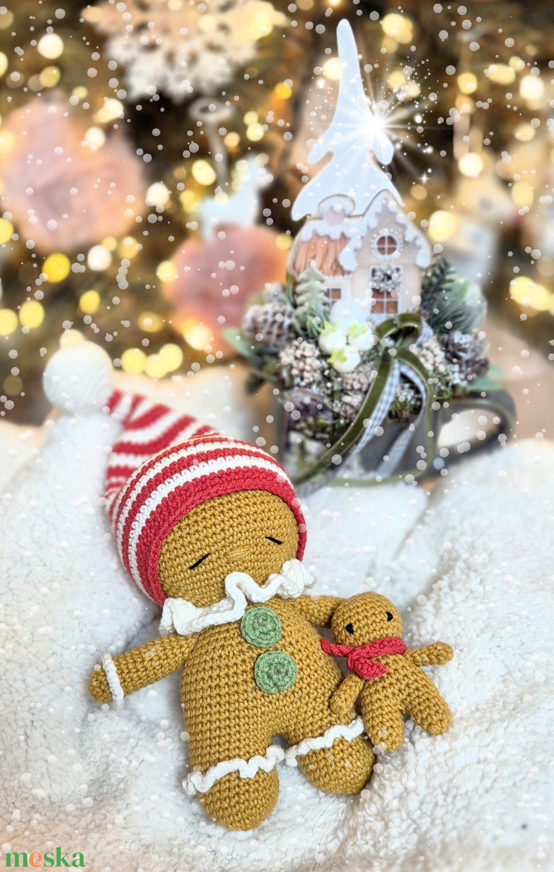 Horgolt mézi, amigurumi mézeskalács baba, karácsonyi dekoráció - játék & sport - plüssállat & játékfigura - más figura - Meska.hu