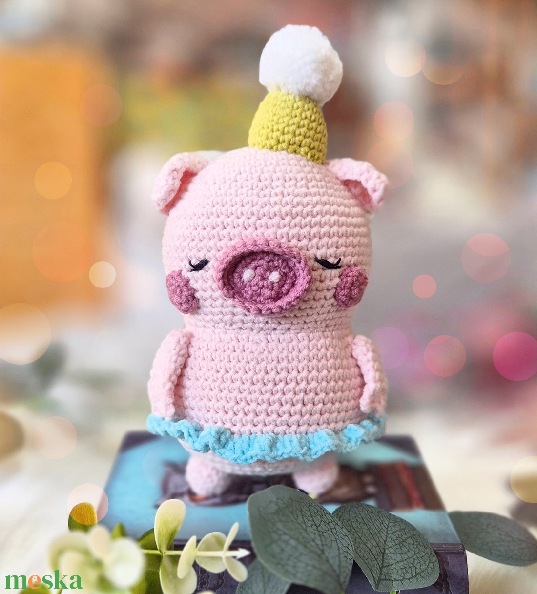 Horgolt malac, amigurumi malacka, születésnapi dekoráció - játék & sport - plüssállat & játékfigura - malac - Meska.hu