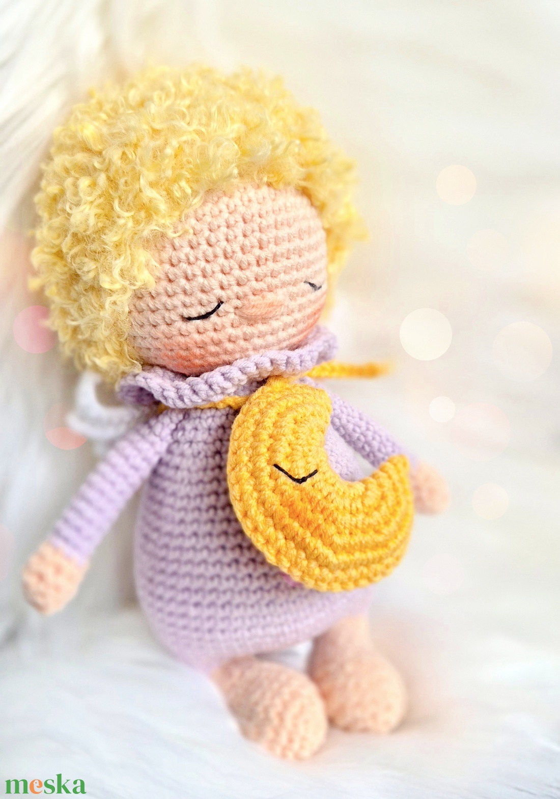  Álomőrző angyalka, horgolt őrangyal baba, amigurumi baba, angyal, alvóbaba - játék & sport - baba & babaház - baba - Meska.hu