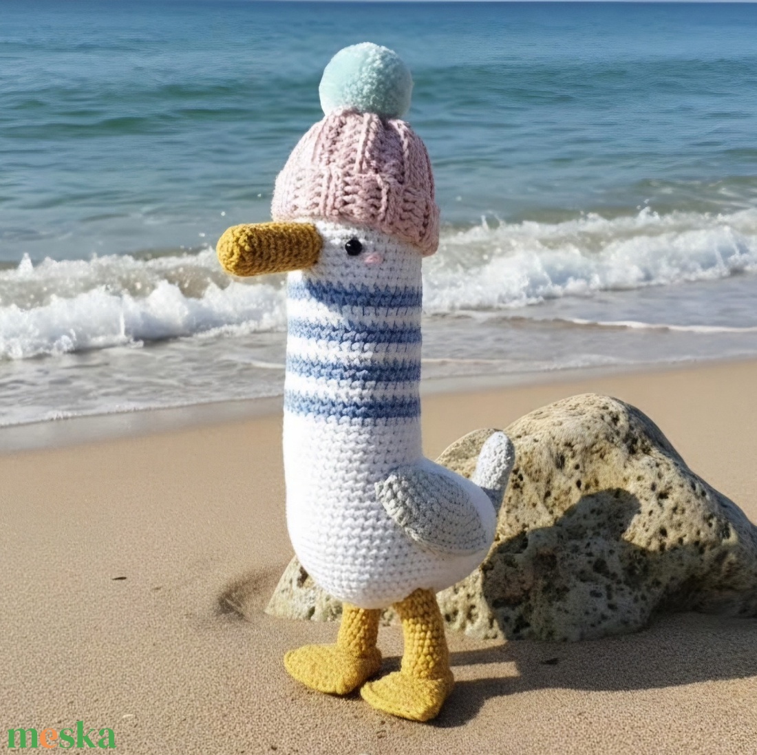 Horgolt sirály, amigurumi madár, nyári dekoráció - játék & sport - plüssállat & játékfigura - madár - Meska.hu