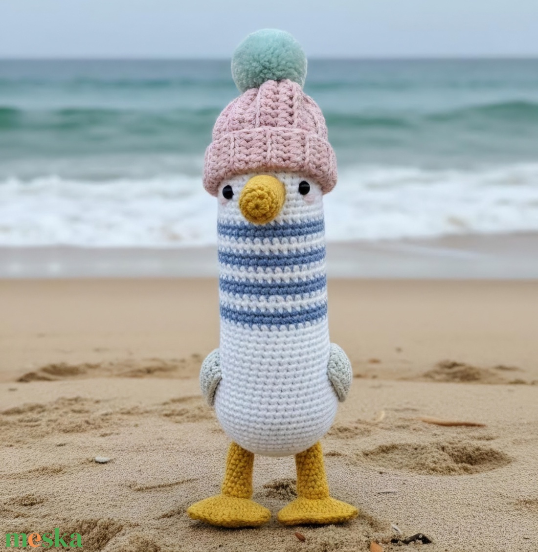 Horgolt sirály, amigurumi madár, nyári dekoráció - játék & sport - plüssállat & játékfigura - madár - Meska.hu