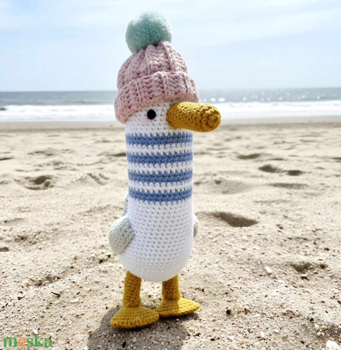 Horgolt sirály, amigurumi madár, nyári dekoráció - játék & sport - plüssállat & játékfigura - madár - Meska.hu