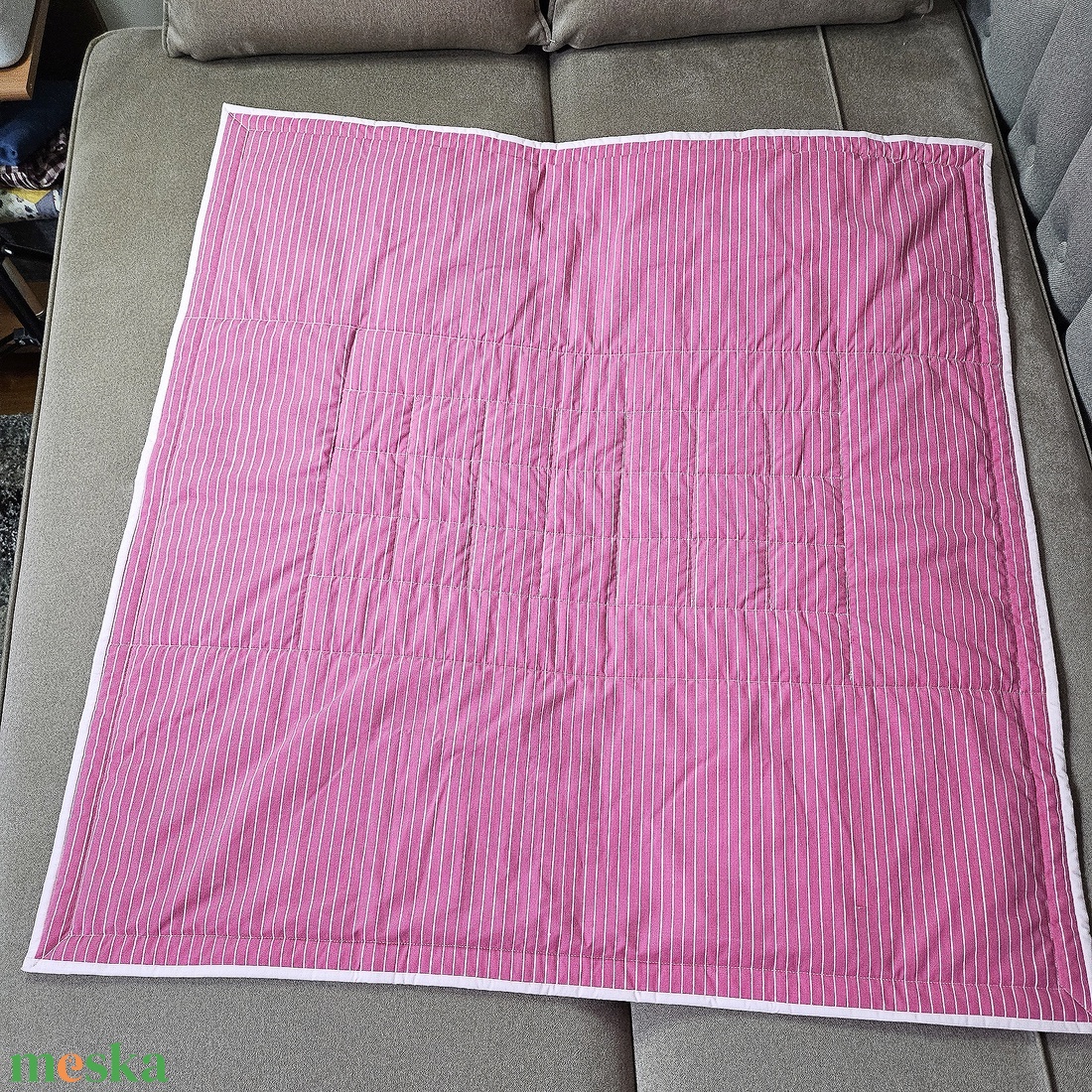 Vintage hatású rózsaszín babatakaró, játszópléd patchwork betéttel kislánynak - baba - mama - baba ágynemű - babatakaró, gyerek pléd - Meska.hu