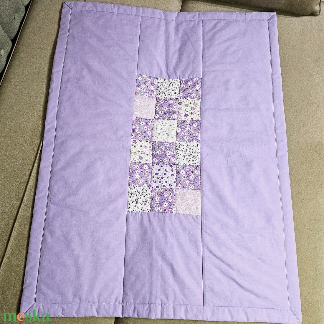 Lila, kétoldalas babatakaró, játszópléd patchwork betéttel - baba - mama - baba ágynemű - babatakaró, gyerek pléd - Meska.hu