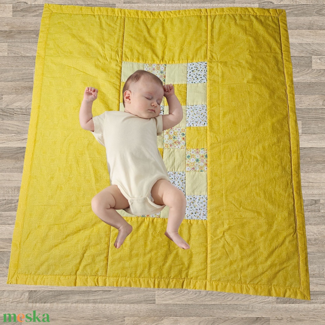 Sárga patchwork babatakaró � puha játszópléd babáknak, babaváró ajándék - baba - mama - baba ágynemű - babatakaró, gyerek pléd - Meska.hu
