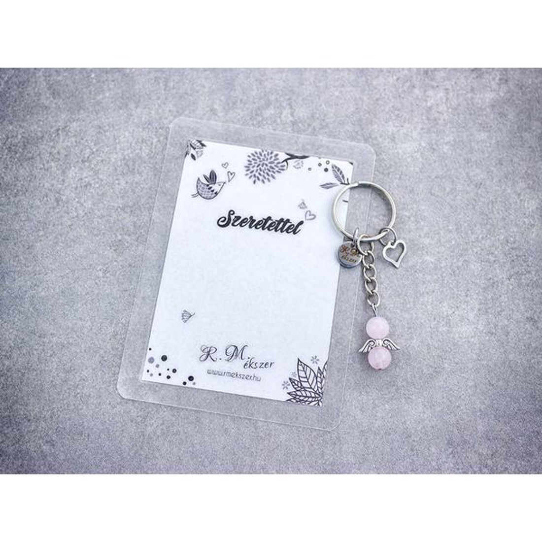Szeretettel kulcstartó rózsakvarccal - táska & tok - kulcstartó & táskadísz - kulcstartó - Meska.hu