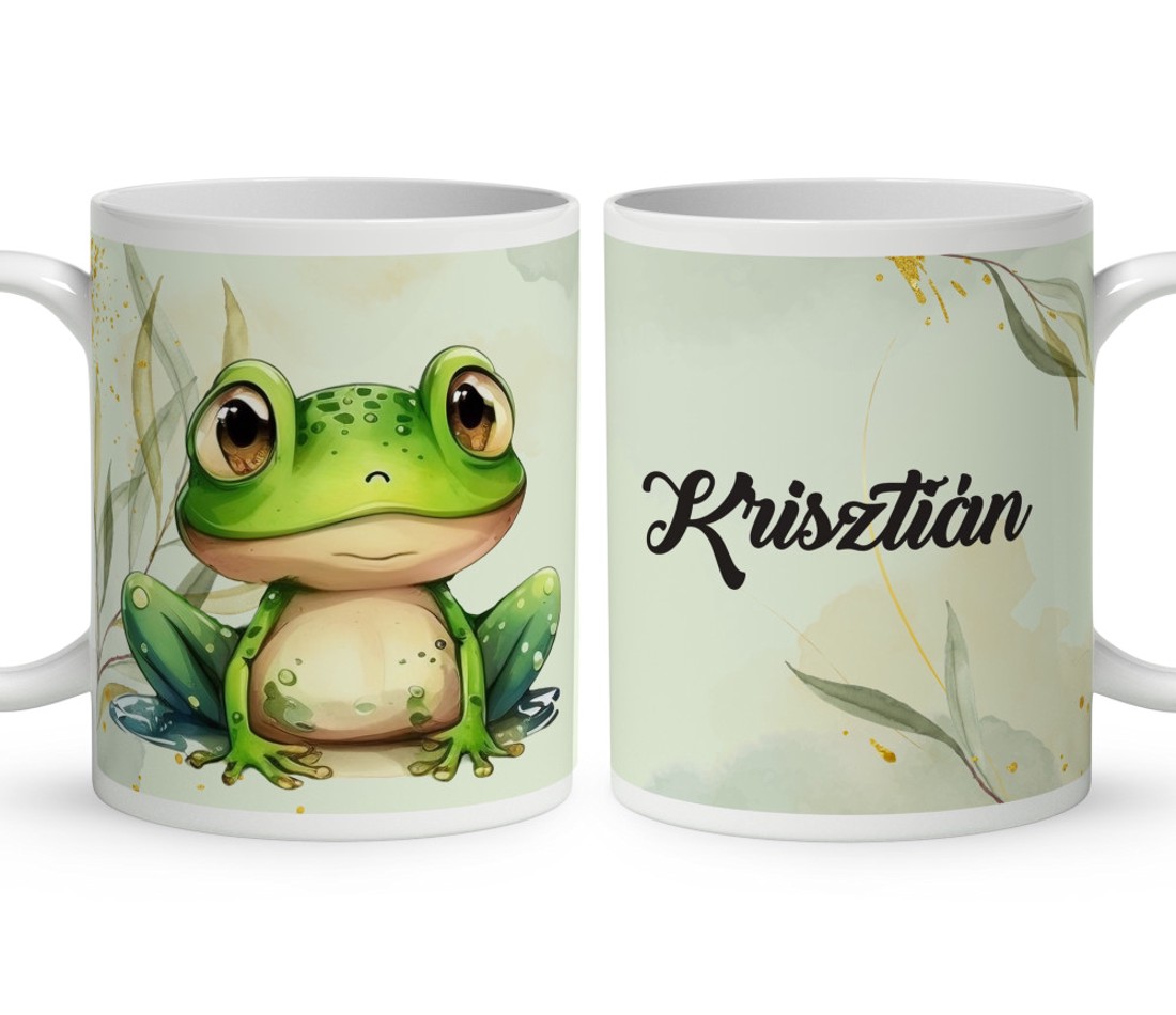 Kérd a Neveddel - Cuki breki béka mintás bögre - otthon & életmód - konyhafelszerelés, tálalás - tálalás - bögre & csésze - Meska.hu