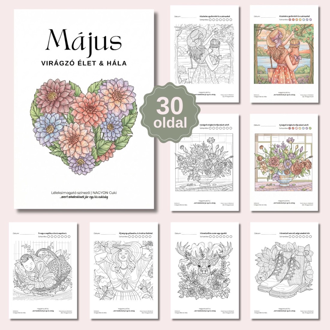 Májusi Virágzó Élet & Hála � Léleksimogató színező (PDF) - otthon & életmód - papír, írószer - színező - Meska.hu