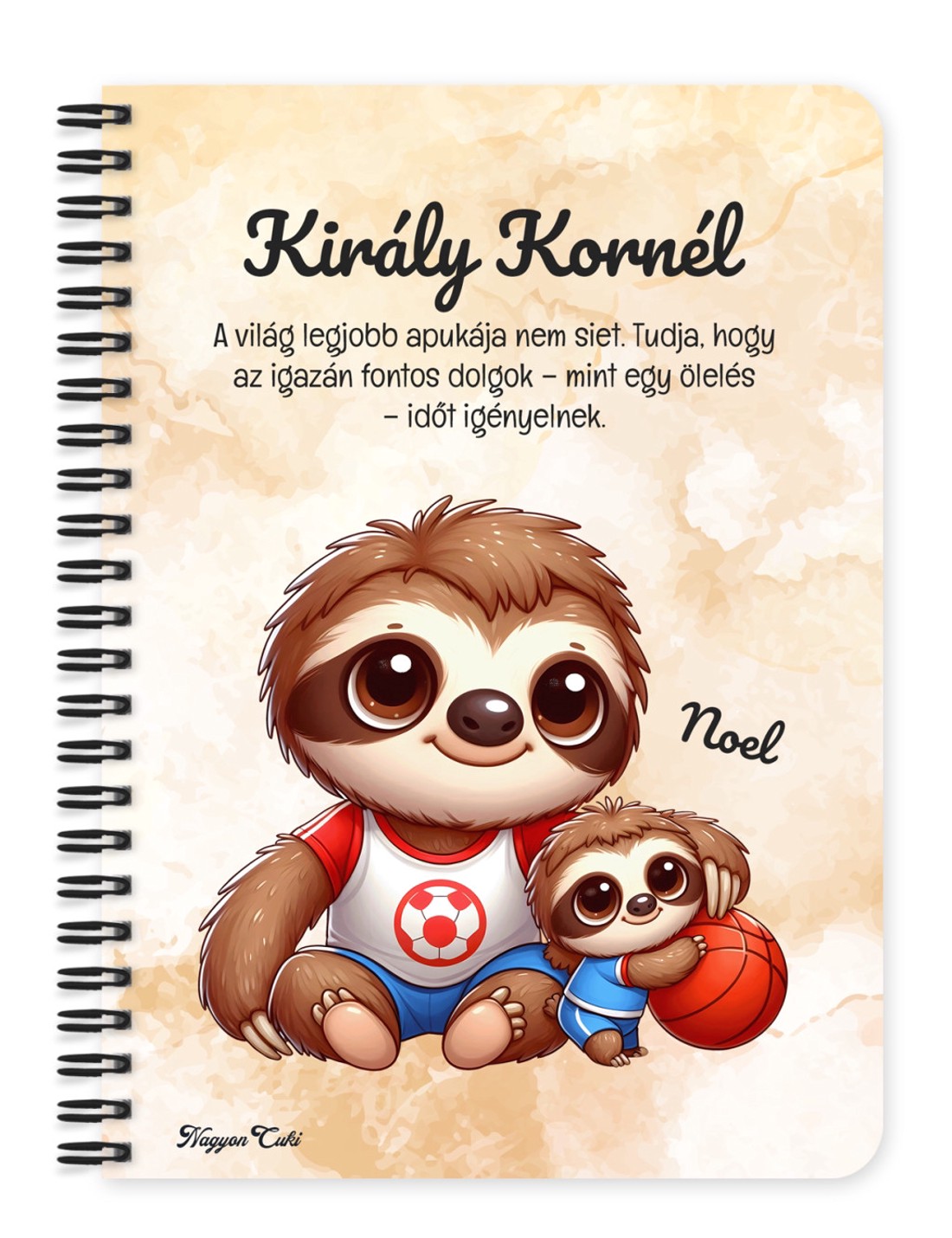 Személyre szabható - Kosaras Cuki lajhár Apa és a gyerek mintás A5-ös füzet - otthon & életmód - papír, írószer - jegyzetfüzet & napló - Meska.hu