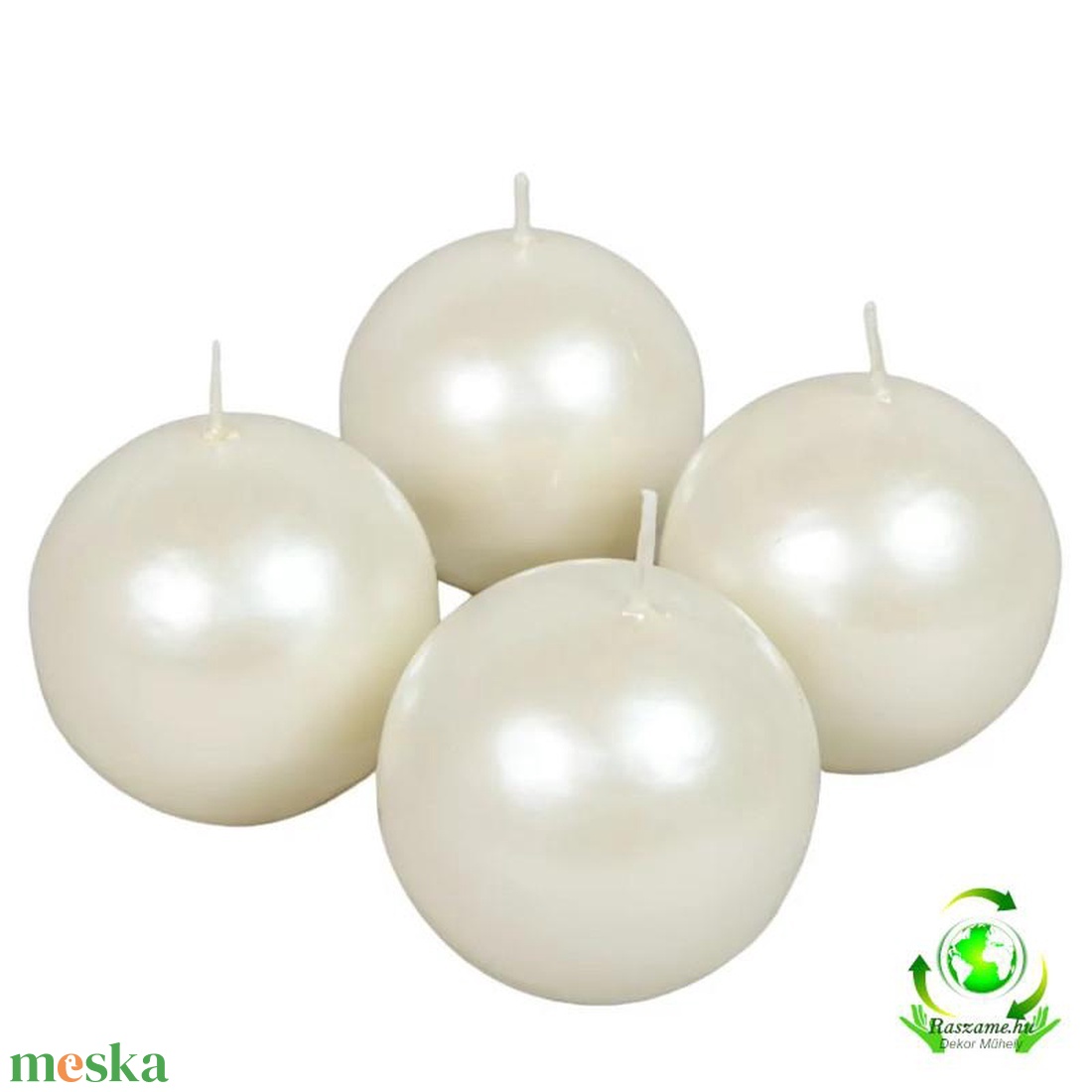 Metál gömb gyertya 60 mm - ivory - kellékek & szerszámok - dekorációs kellékek - dekorációs gyertya - Meska.hu