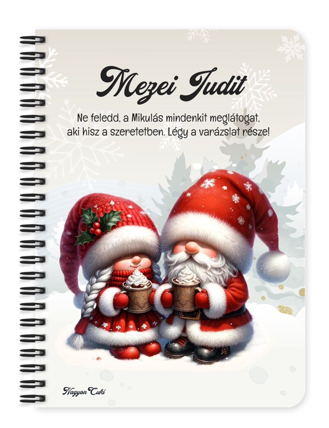 Személyre szabható - Forró csokis karácsonyi manók mintás A5-ös füzet - otthon & életmód - papír, írószer - jegyzetfüzet & napló - Meska.hu