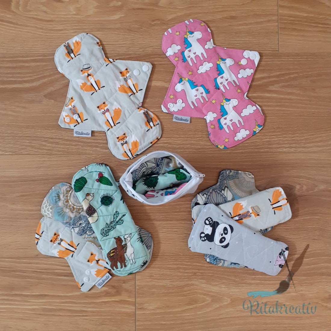 Emma mosható betét csomag normál és erős vérzéshez meglepetés mintával - szépségápolás - intim higiénia - intimbetét - Meska.hu