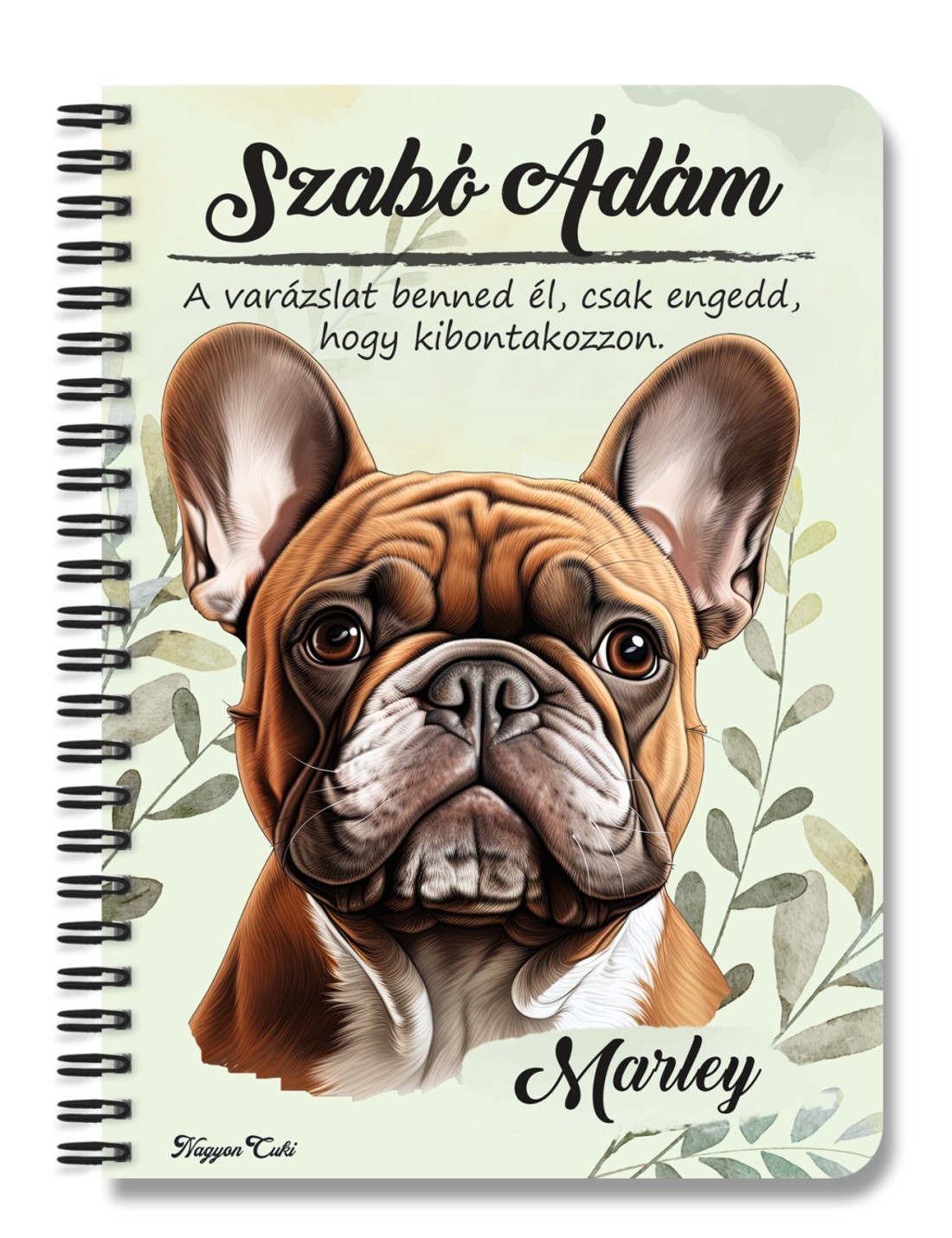 Személyre szabható - Barna francia bulldog portré mintás A5-ös füzet - otthon & életmód - papír, írószer - jegyzetfüzet & napló - Meska.hu