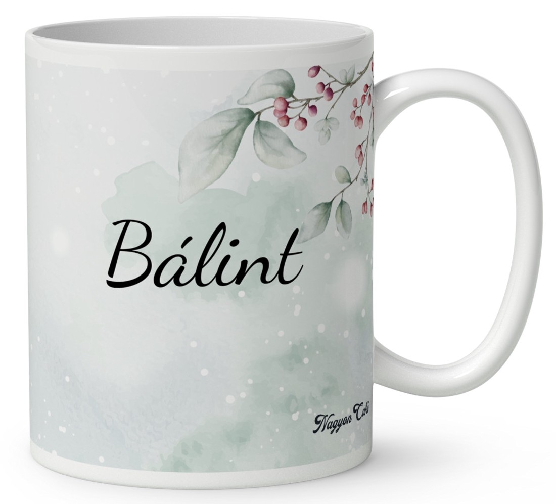 Névvel kérhető - Cuki téli nyuszi gömbbel mintás bögre - otthon & életmód - konyhafelszerelés, tálalás - tálalás - bögre & csésze - Meska.hu