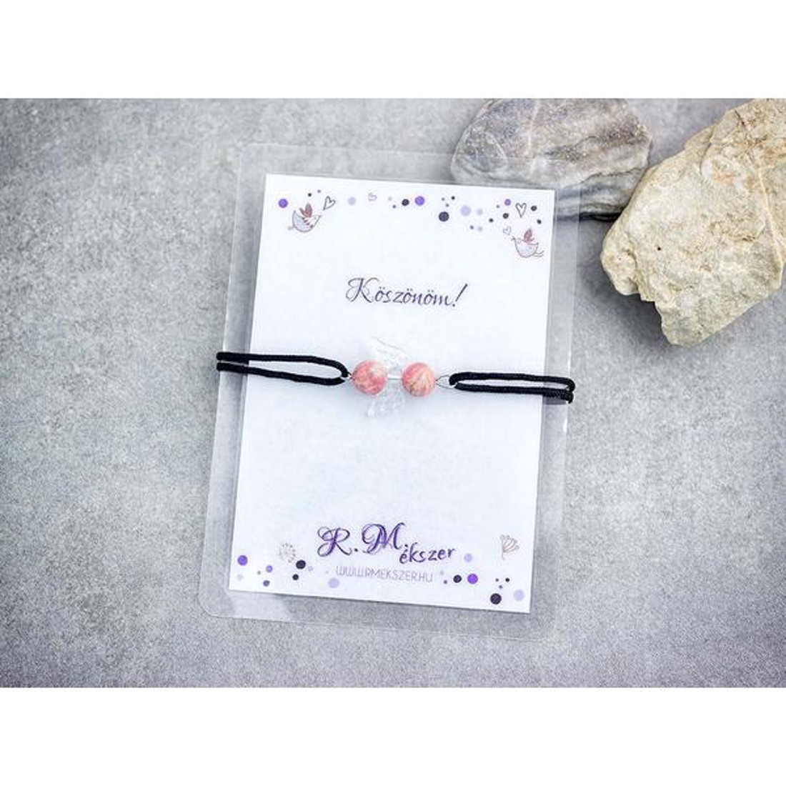 Köszönöm rodokrozit angyal karkötő - ékszer - karkötő - gyöngyös karkötő - Meska.hu