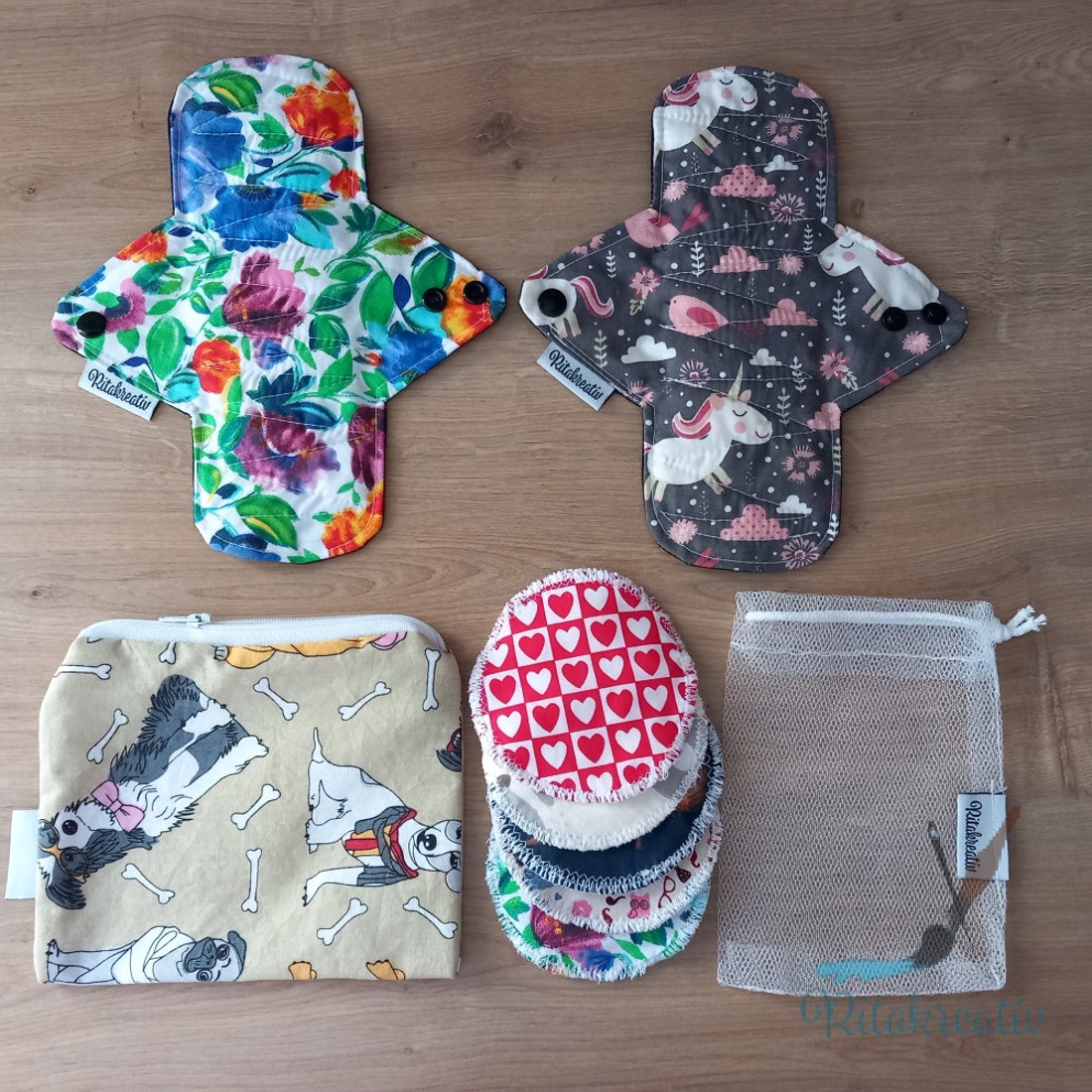 Mosható betét csomag 22cm eü meglepetés mintával - 4db-os - szépségápolás - intim higiénia - tisztasági betét - Meska.hu