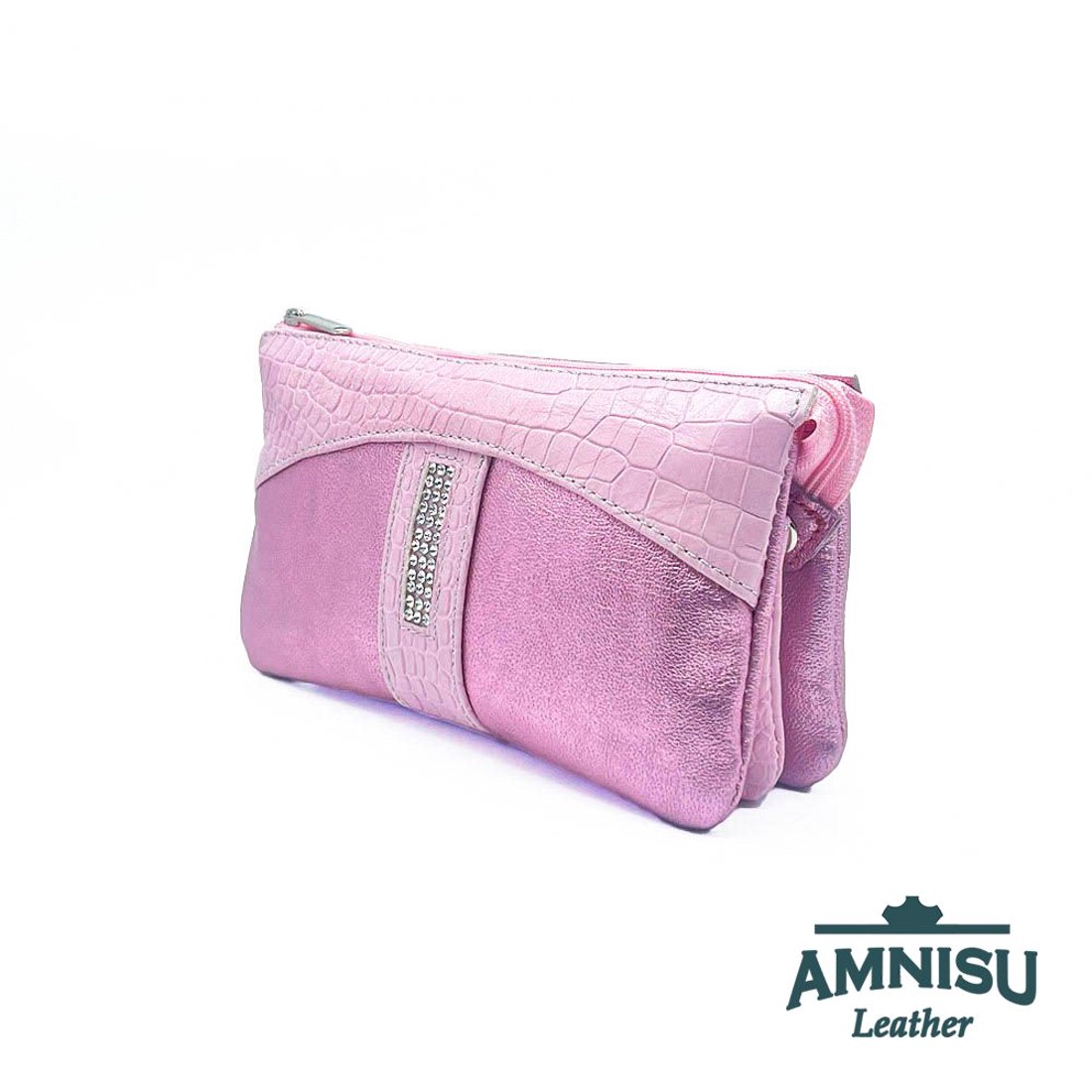 Metál rózsaszín - rózsaszín krokkómintás egyenes kristály köves női pénztárca G4001 - táska & tok - pénztárca & más tok - pénztárca - női pénztárca - Meska.hu