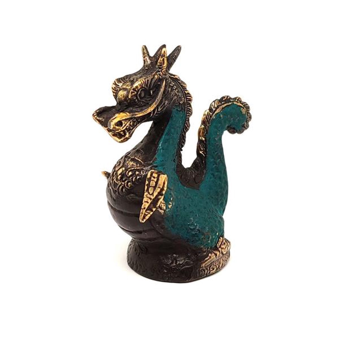 Réz figura Sárkány védelmező óarany kék 5x7cm - otthon & életmód - dekoráció - dísztárgy - Meska.hu