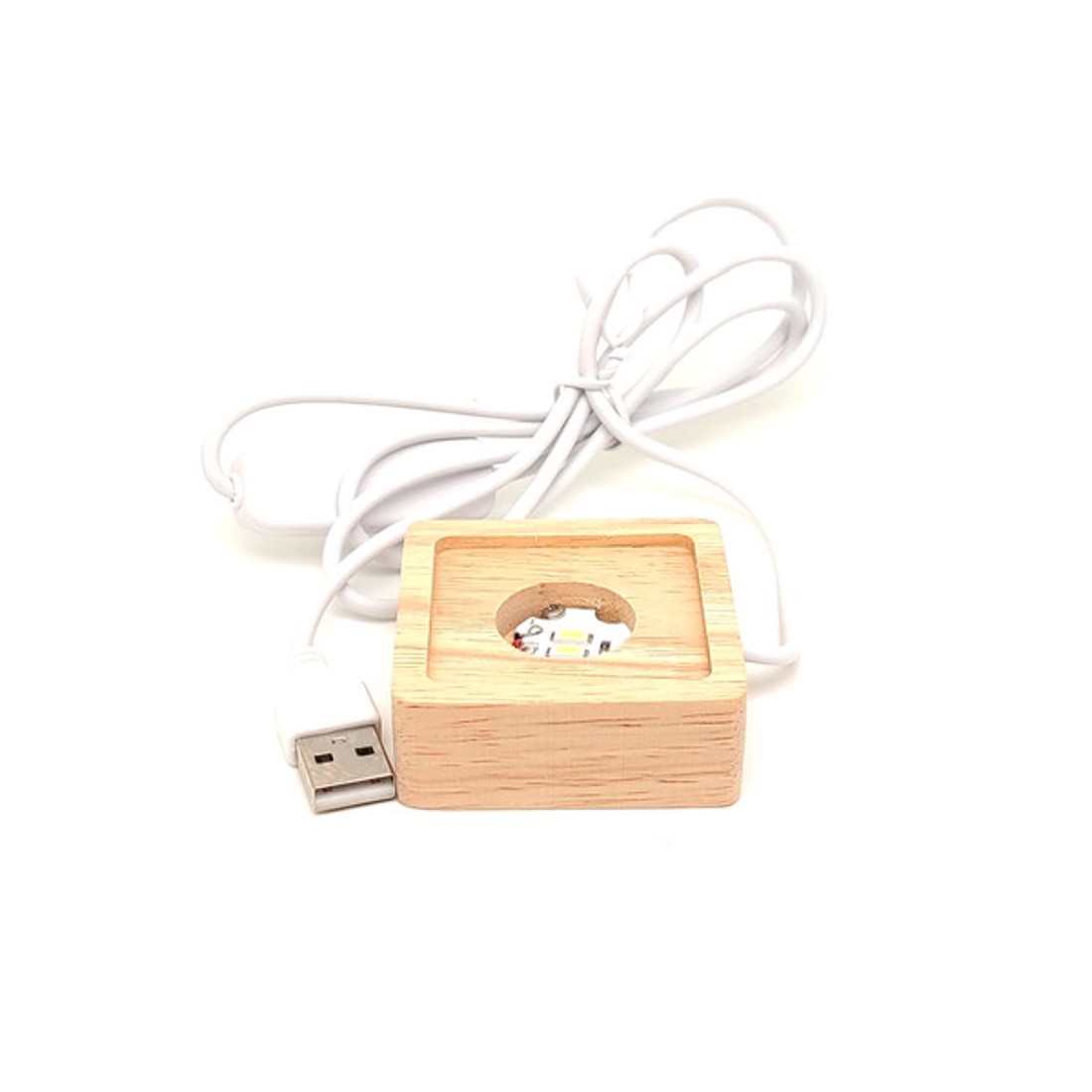 Fa talpas négyzet fehér LED talp ásványokhoz 5�5 cm magas - kellékek & szerszámok - ásvány alapanyag - Meska.hu