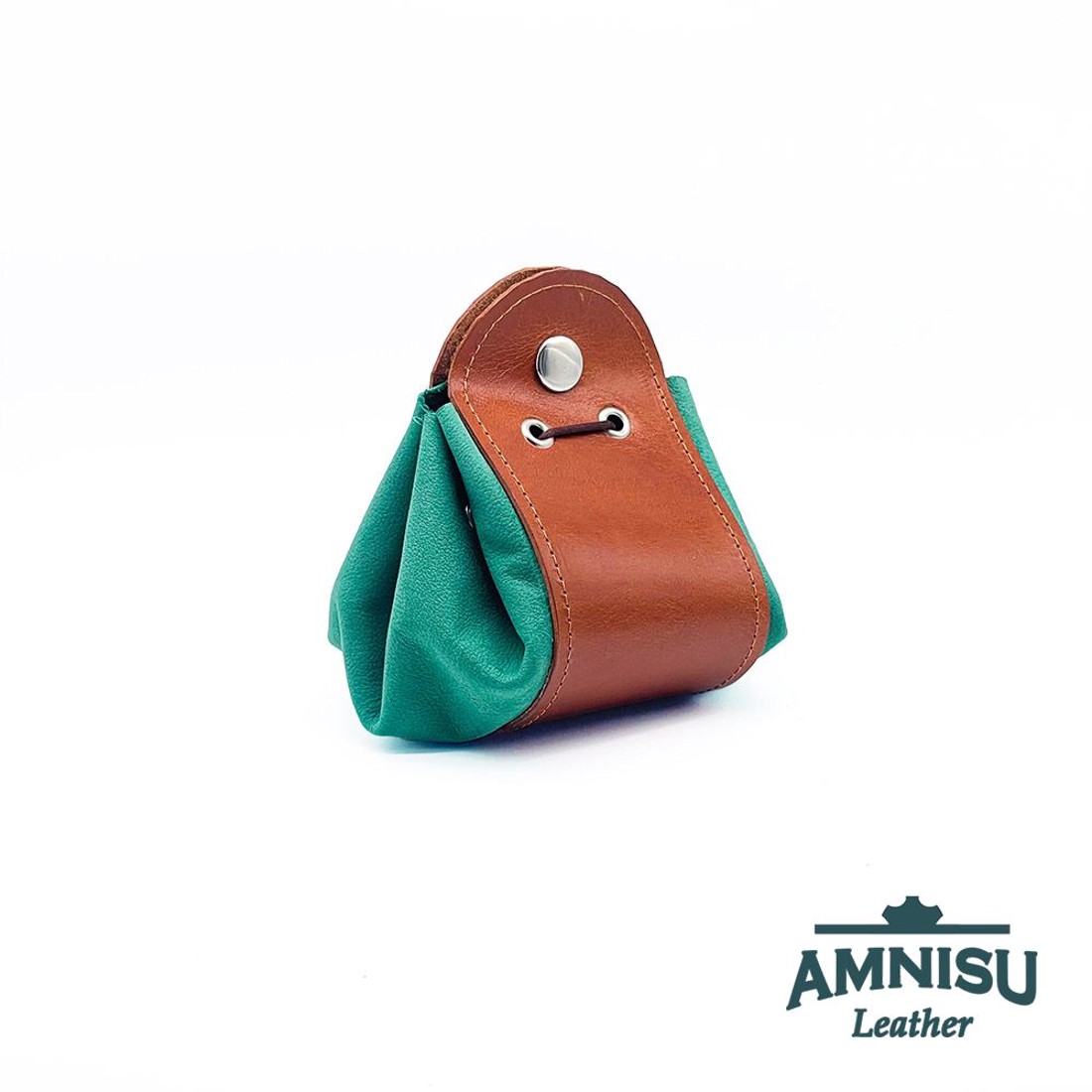 Konyakbarna - zöld bőr 2in1 szütyő és kockatálca M9021-7001 - játék & sport - szerepjáték - Meska.hu