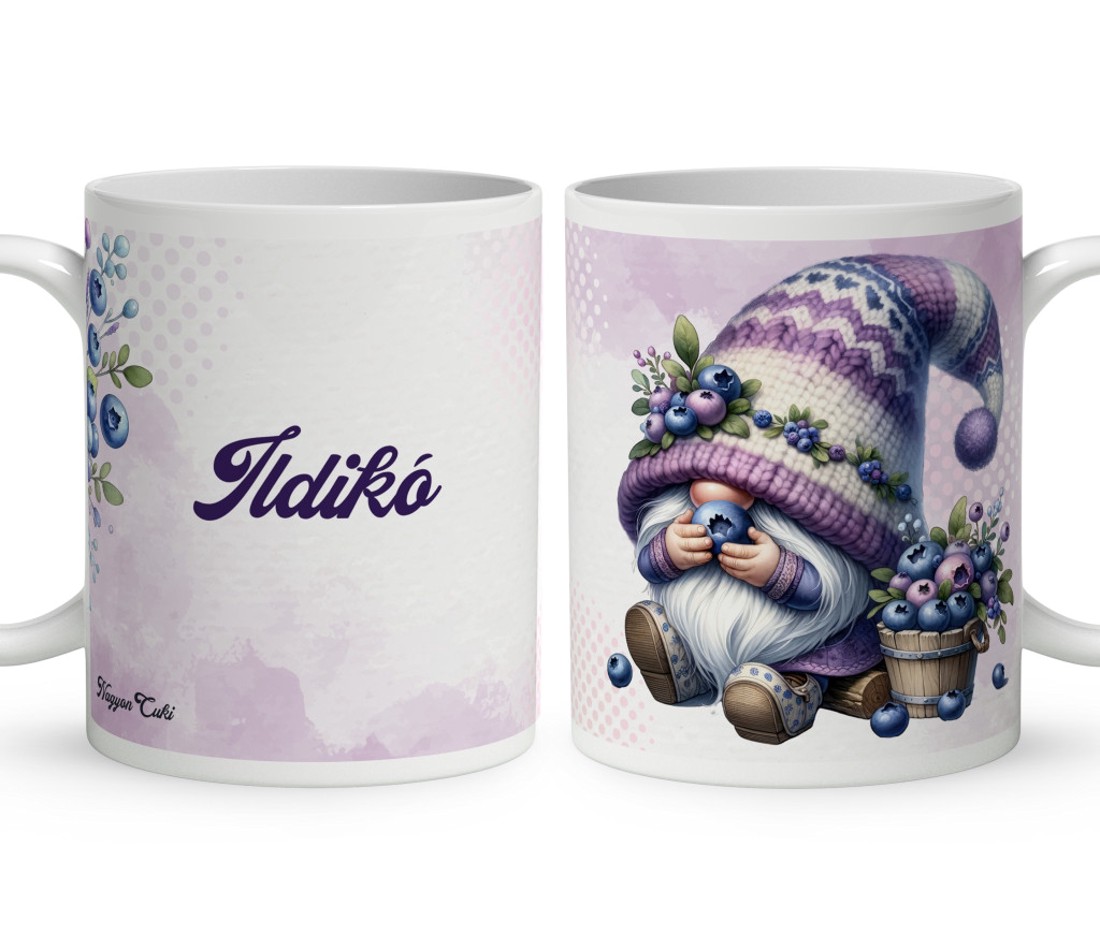 Névvel kérhető - Nyami Áfonyás manó mintás bögre - otthon & életmód - konyhafelszerelés, tálalás - tálalás - bögre & csésze - Meska.hu