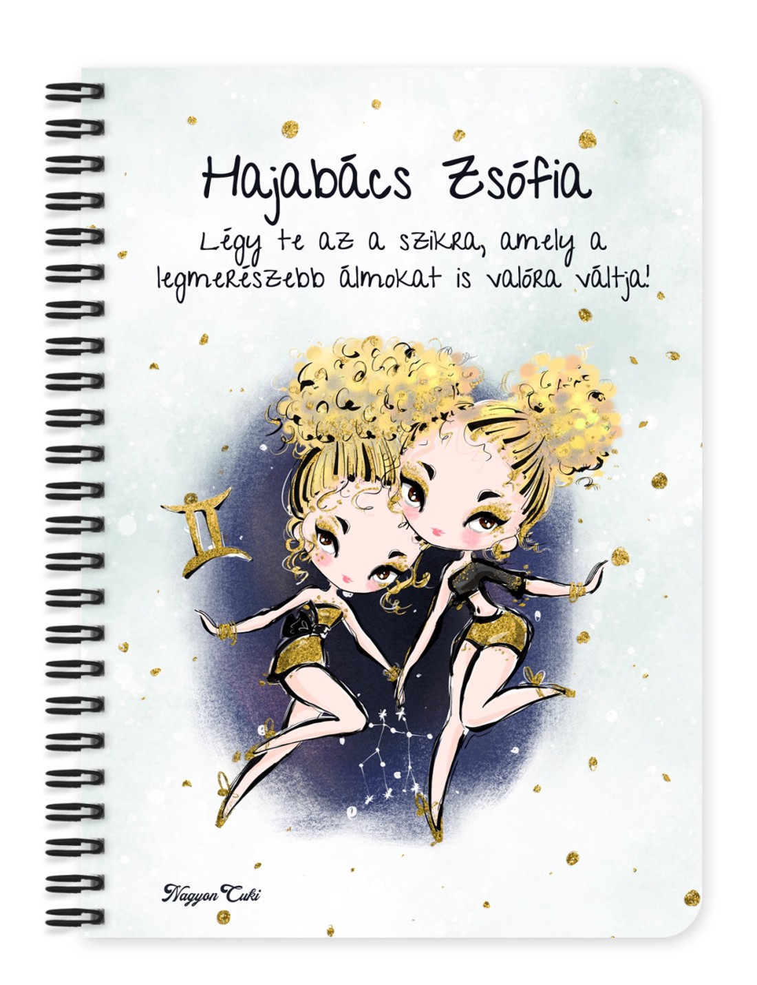 Személyre szabható - Szőke hajú Csini Ikrek lány mintás A5-ös füzet - otthon & életmód - papír, írószer - jegyzetfüzet & napló - Meska.hu