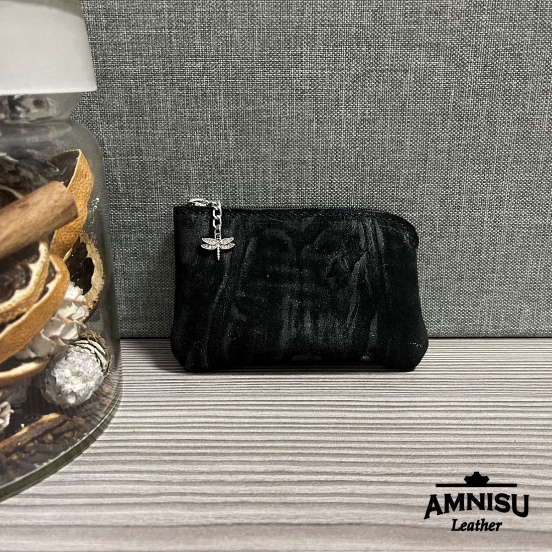 Csillámos fekete egy cipzáras kulcstartó - LIMITÁLT - táska & tok - kulcstartó & táskadísz - kulcstartó - Meska.hu