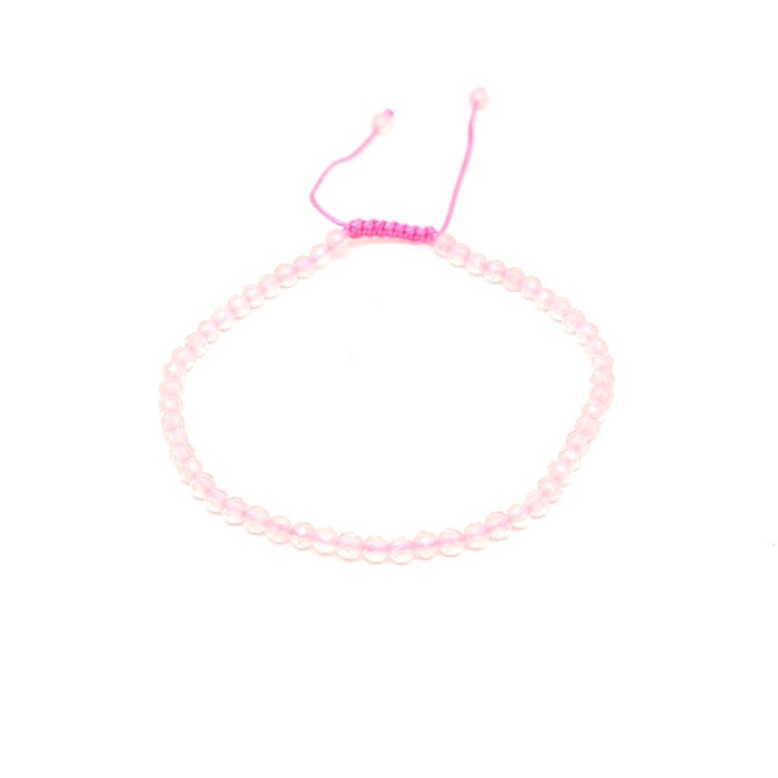 Fazettált rózsakvarc golyós ásvány karkötő csúszócsomóval 4�5mm - ékszer - karkötő - ásványkarkötő - Meska.hu